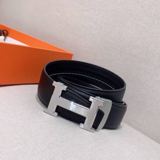 Fake Hermes Clemence Leather Logo Belt