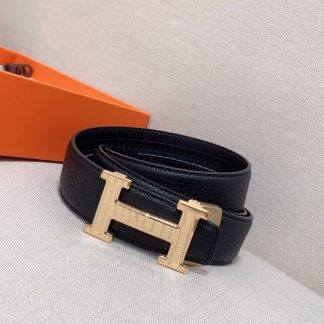 Knockoff Hermes Clemence Leather Logo Belt