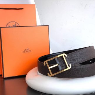 Replica Hermes Brown Belt Gold Buckle