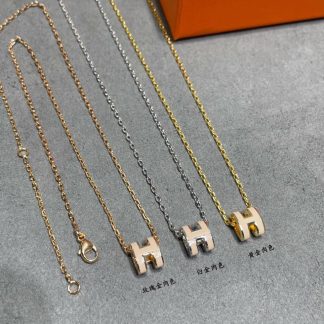 Replica Hermes Mini Pop H Necklace White