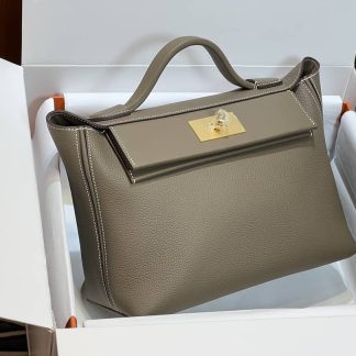 Replica Hermes 24 24 29 Leather Gold Buckle Handle Shoulder Bag