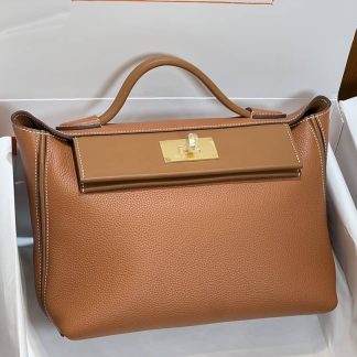 Replica Hermes 24 24 29 Leather Gold Buckle Handle Shoulder Bag