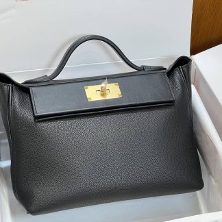 Replica Hermes 24 24 29 Leather Gold Buckle Handle Shoulder Bag