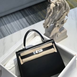 Replica Hermes Black Swift Kelly 28 Bag