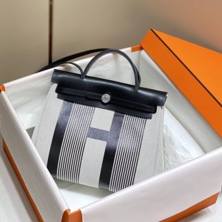 Replica Hermes Herbag Zip 31 Canvas Leather Bag