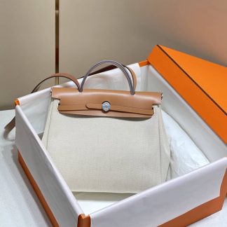 Replica Hermes Herbag Zip 31 Canvas Leather Bag