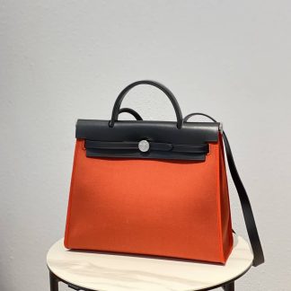 Replica Hermes Herbag Zip 31 Canvas Leather Bag