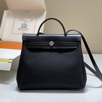 Replica Hermes Herbag Zip 31 Canvas Leather Bag