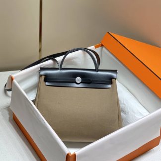 Replica Hermes Herbag Zip 31 Canvas Leather Bag