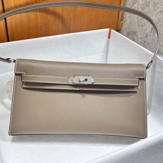 Replica Hermes Kelly Elan Madame Leather Etoupe Bag Size 28