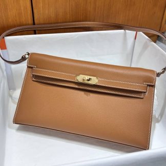 Replica Hermes Kelly Elan Madame Leather Etoupe Bag Size 28