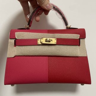 Replica Hermes Kelly Mini Sellier Epsom Leather Bicolor Bag