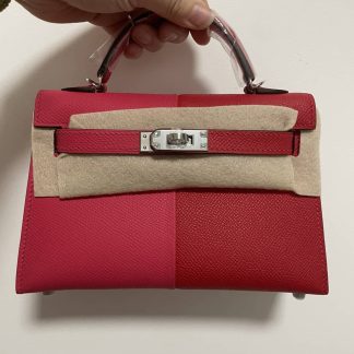 Replica Hermes Kelly Mini Sellier Epsom Leather Bicolor Bag