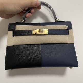 Replica Hermes Kelly Mini Sellier Epsom Leather Bicolor Bag