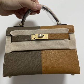 Replica Hermes Kelly Mini Sellier Epsom Leather Bicolor Bag