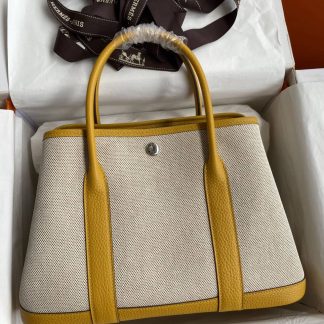 Replica Hermes Garden Party 30 Toile Leather Bag