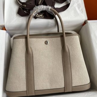 Replica Hermes Garden Party 30 Toile Leather Bag