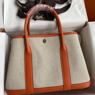 Replica Hermes Garden Party 30 Toile Leather Bag