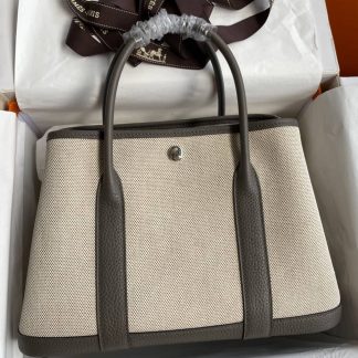 Replica Hermes Garden Party 30 Toile Leather Bag