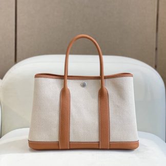 Replica Hermes Garden Party 30 Toile Leather Bag