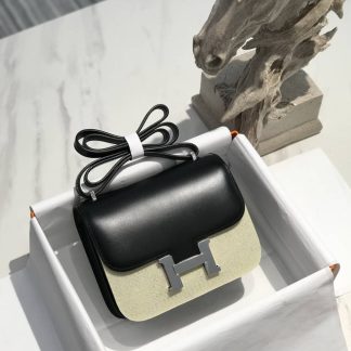 Replica Hermes Constance 19 Black Box Calfskin Bag