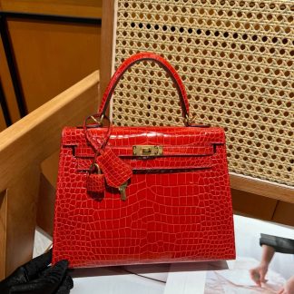 Replica Hermes Kelly 25 Crocodile Niloticus Shiny Leather Bag