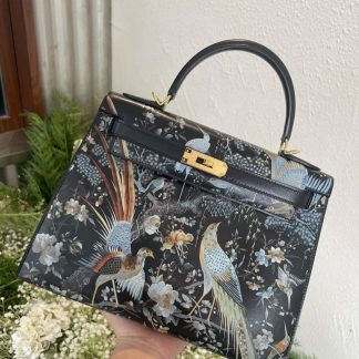 Replica Hermes Kelly 28 Vintage Print Limited Edition Tote Bag