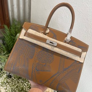 Replica Hermes Birkin 30 Vintage Print Limited Edition Tote Bag