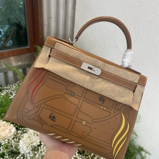 Replica Hermes Kelly 28 Vintage Print Limited Edition Tote Bag