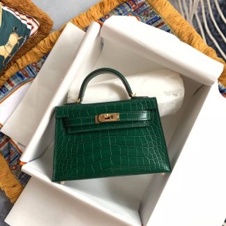 Replica Hermes Kelly Mini Sellier Alligator Leather Bag