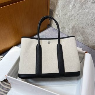 Replica Hermes Garden Party 30 Canvas Leather Bag