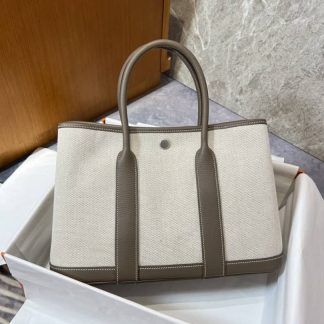 Replica Hermes Garden Party 30 Canvas Leather Bag