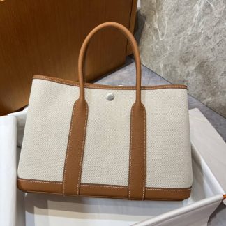 Replica Hermes Garden Party 30 Canvas Leather Bag