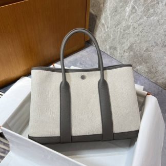 Replica Hermes Garden Party 30 Canvas Leather Bag