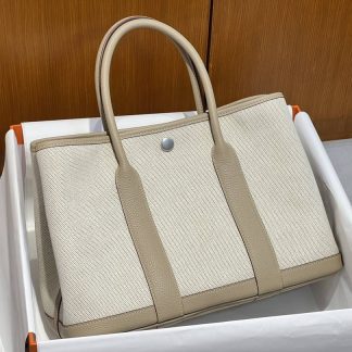 Replica Hermes Garden Party 30 Canvas Leather Bag