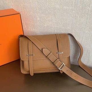 Replica Hermes Steve 35 Clemence Leather Messenger Bag