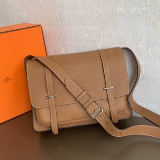 Replica Hermes Steve 35 Clemence Leather Messenger Bag