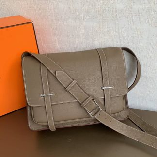 Replica Hermes Steve 35 Clemence Leather Messenger Bag