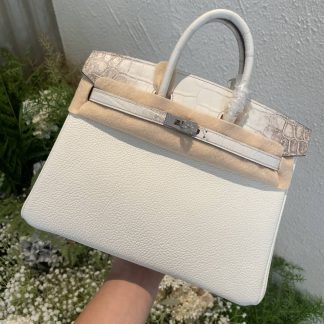 Replica Hermes Touch Birkin 25 Niloticus Crocodile & Calfskin Leather Bag