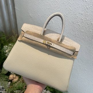 Replica Hermes Touch Birkin 25 Niloticus Crocodile & Calfskin Leather Bag