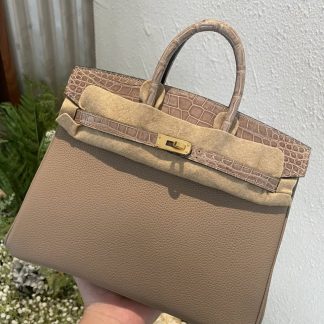 Replica Hermes Touch Birkin 25 Niloticus Crocodile & Calfskin Leather Bag