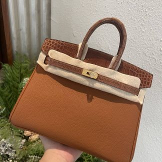 Replica Hermes Touch Birkin 25 Niloticus Crocodile & Calfskin Leather Bag