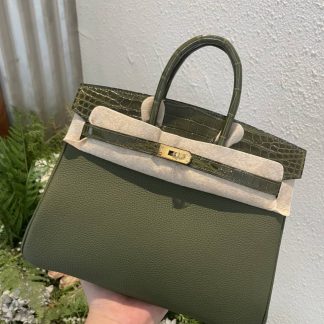 Replica Hermes Touch Birkin 25 Niloticus Crocodile & Calfskin Leather Bag