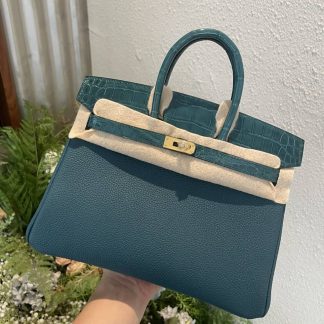 Replica Hermes Touch Birkin 25 Niloticus Crocodile & Calfskin Leather Bag