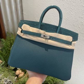 Replica Hermes Touch Birkin 25 Niloticus Crocodile & Calfskin Leather Bag