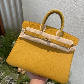 Replica Hermes Touch Birkin 25 Niloticus Crocodile & Calfskin Leather Bag