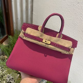 Replica Hermes Touch Birkin 25 Niloticus Crocodile & Calfskin Leather Bag