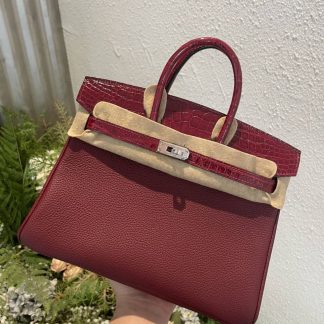 Replica Hermes Touch Birkin 25 Niloticus Crocodile & Calfskin Leather Bag