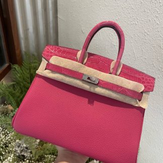 Replica Hermes Touch Birkin 25 Niloticus Crocodile & Calfskin Leather Bag