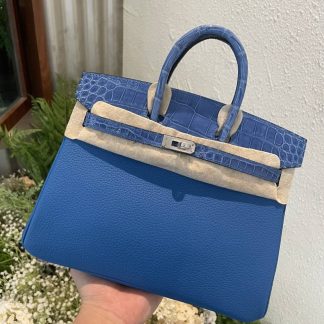 Replica Hermes Touch Birkin 25 Niloticus Crocodile & Calfskin Leather Bag